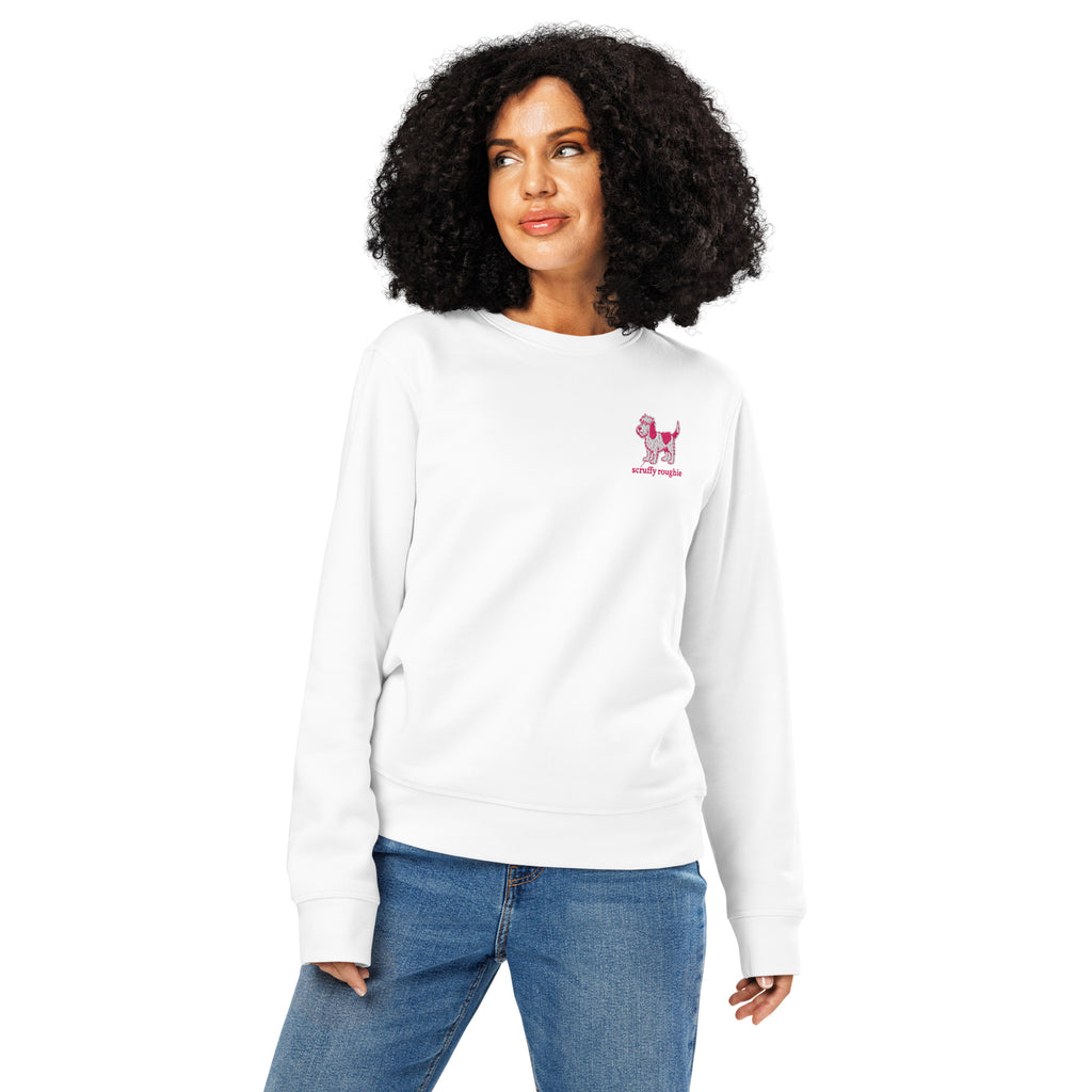 Pink Roughie The Classic (White/Pink) - Mid-weight Sweatshirt | Organic | Embroider ...