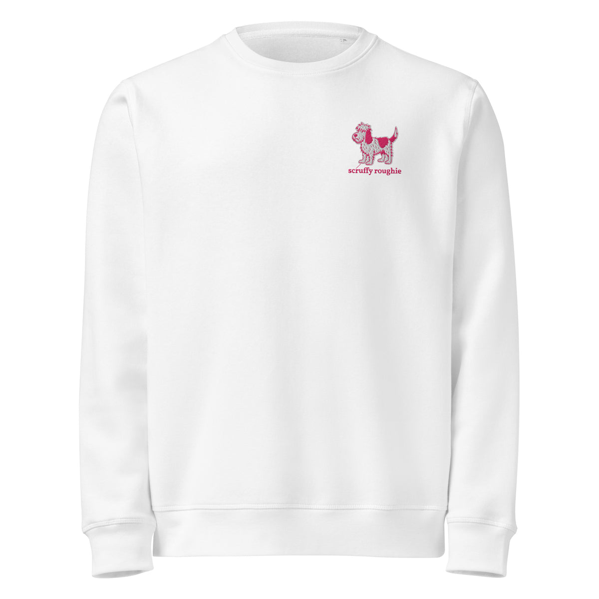 Pink Roughie The Classic (White/Pink) - Mid-weight Sweatshirt | Organic | Embroider ...