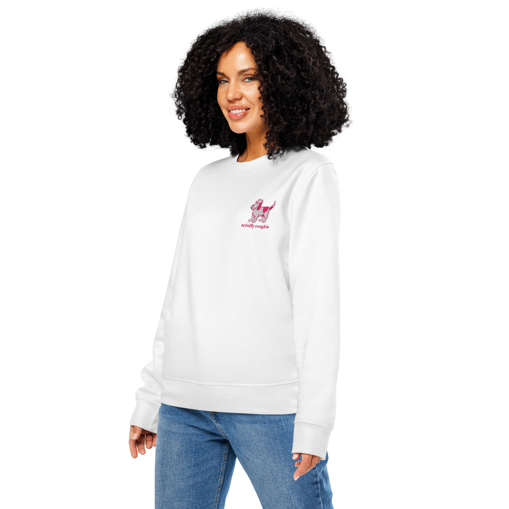Pink Roughie The Classic (White/Pink) - Mid-weight Sweatshirt | Organic | Embroider ...