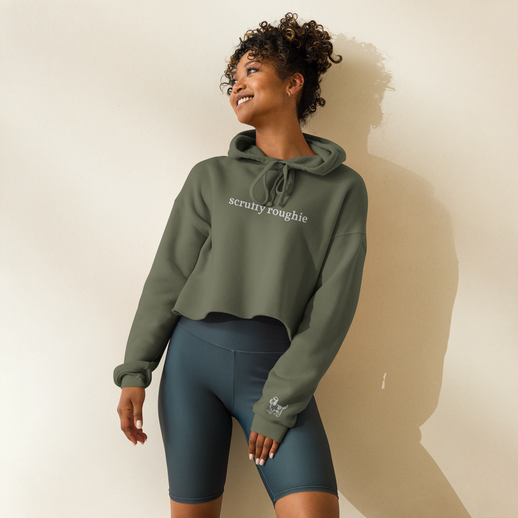 The Standard (Green/White) - Women's Crop Hooded Sweatshirt | Embroidered