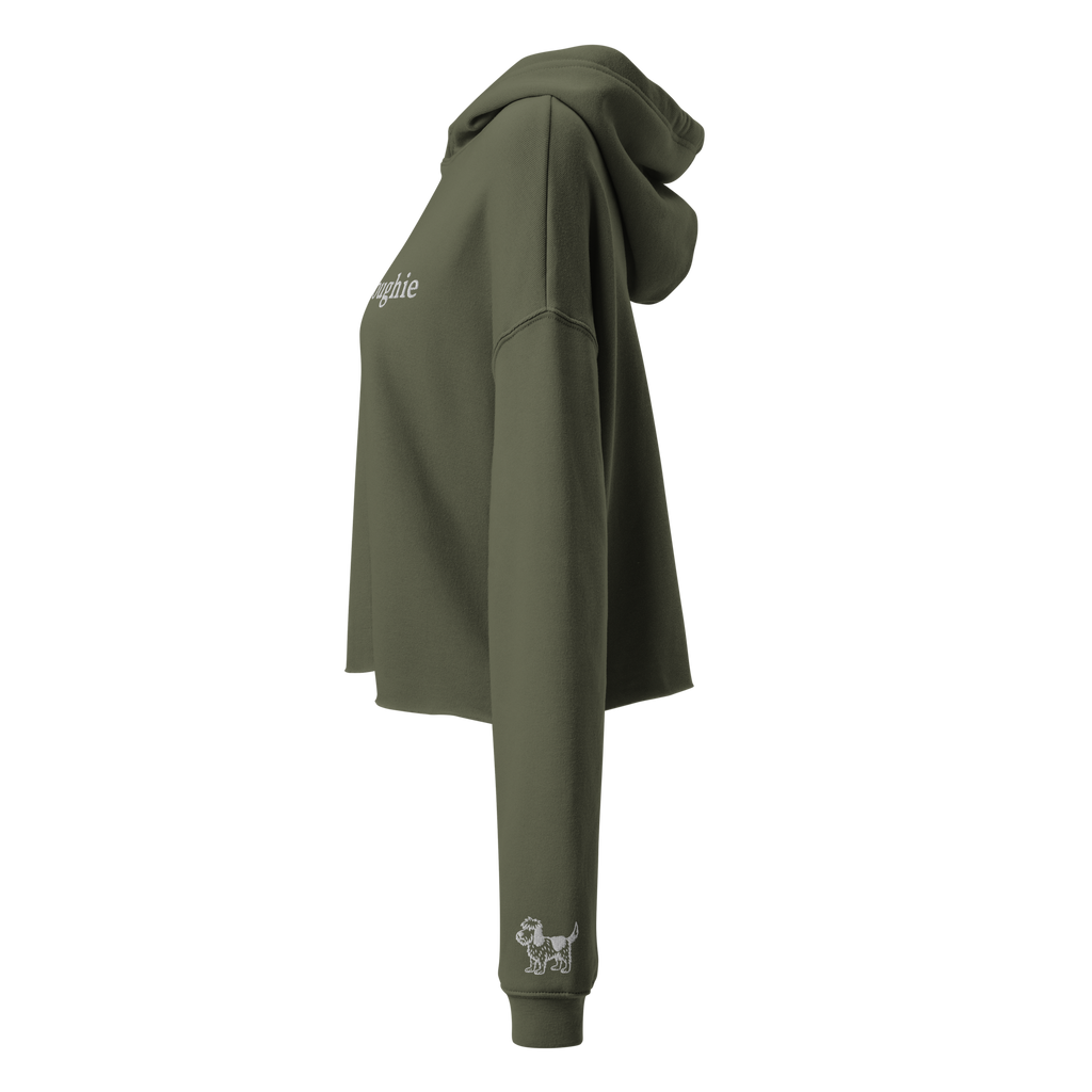 The Standard (Green/White) - Women's Crop Hooded Sweatshirt | Embroidered
